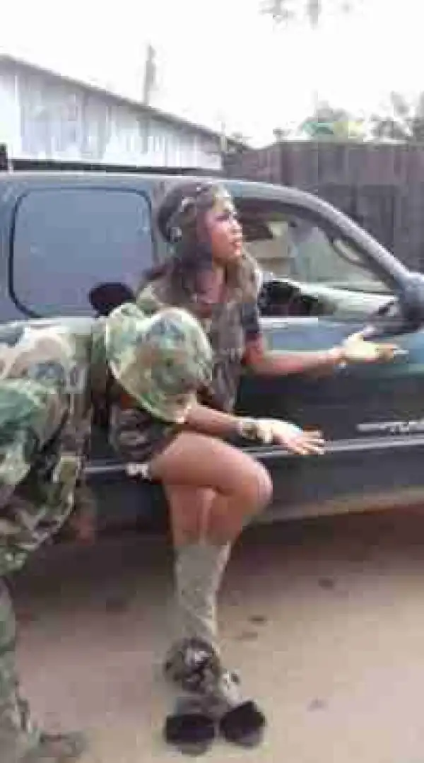 Na Wa Oo!! See How Nigerian Lady Was Stripped By Soldier For Wearing Camouflage